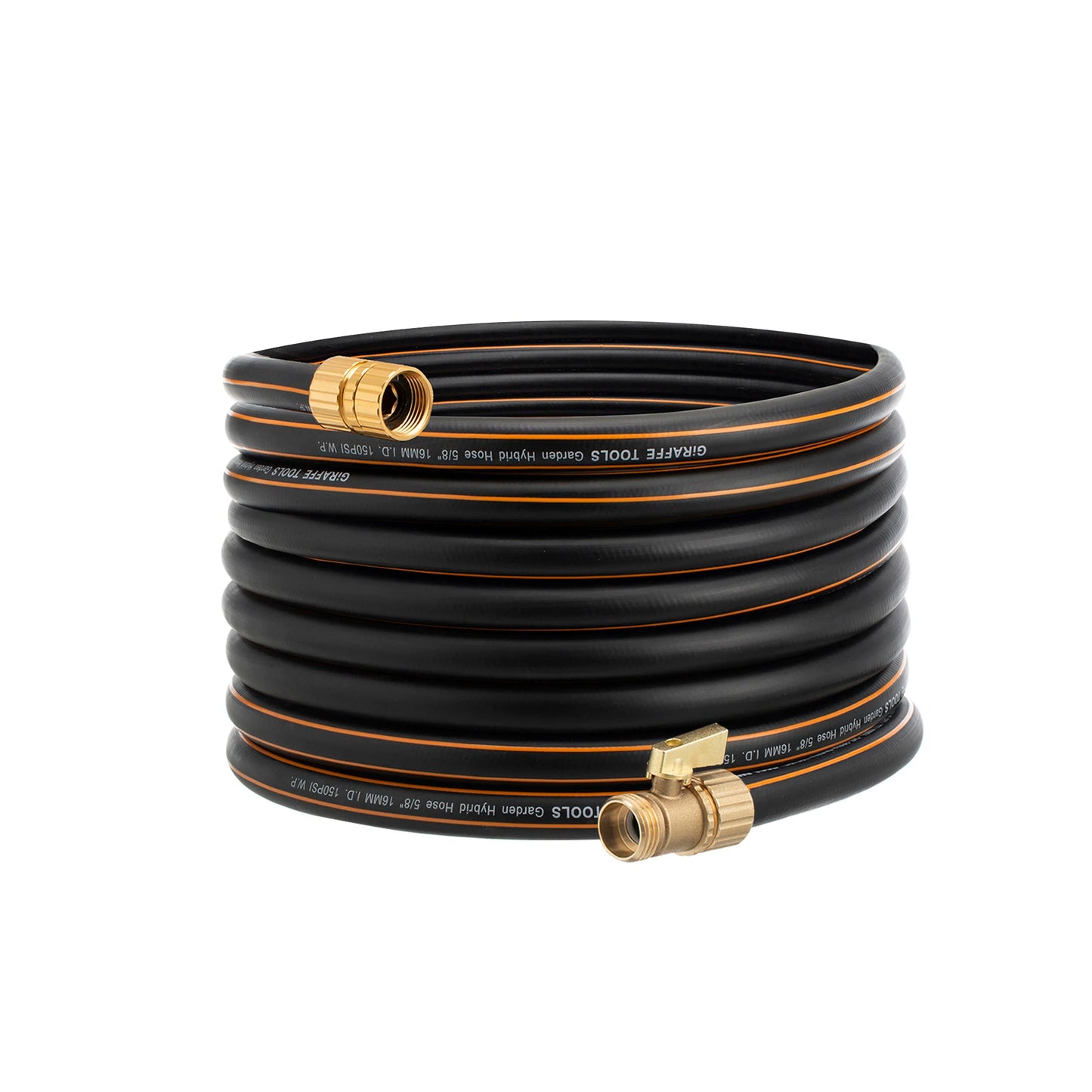 Giraffe Tools Hybrid Garden Hose 25-100ft x 5/8", Female and male Fittings with Shut off Valve, Heavy Duty, Flexible,Leakproof