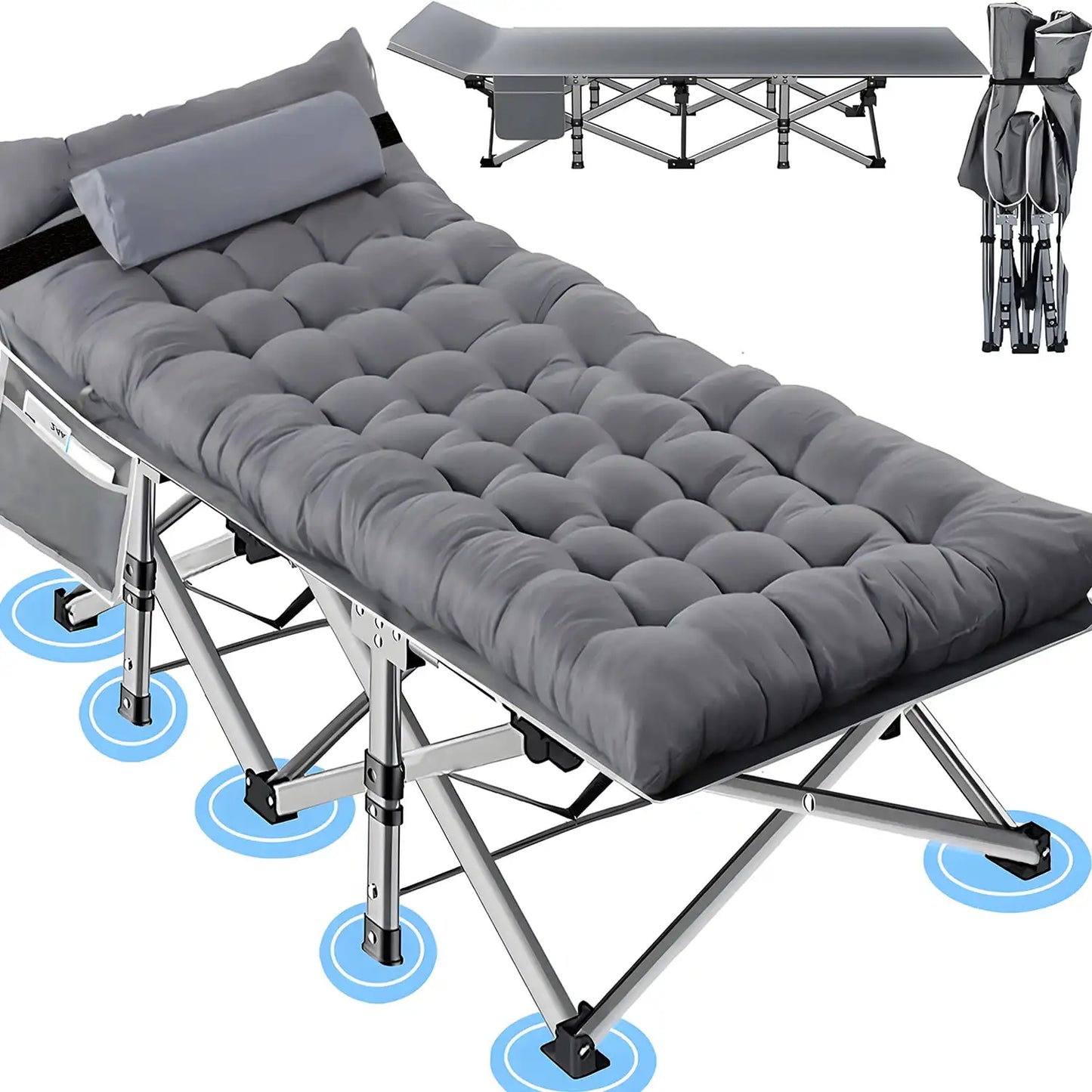 Heavy Duty Folding Camping Cot with Pillow and Mattress