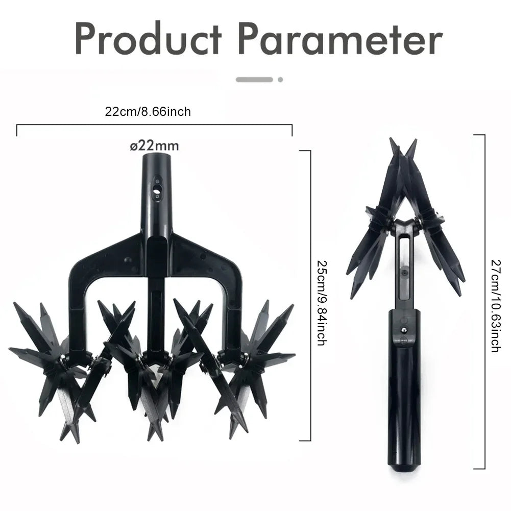 2 in 1 Garden Aerator Ventilated Scarifier Gardening Rotary Tiller Rotary Cultivator Tool Soil Plowing Tool for Garden