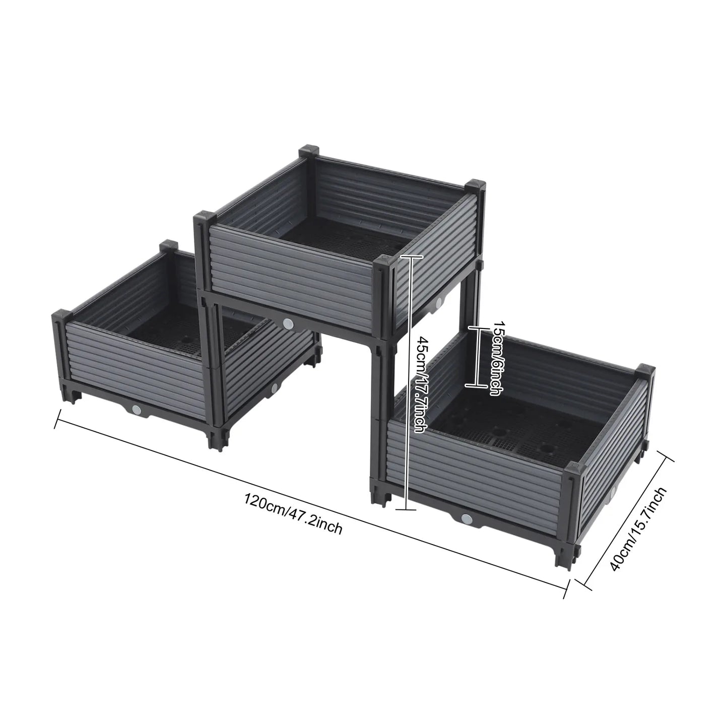 Planter Box Raised Garden Bed with Reinforced Support Rods, Plastic Raised Garden Bed for Vegetables and Flowers