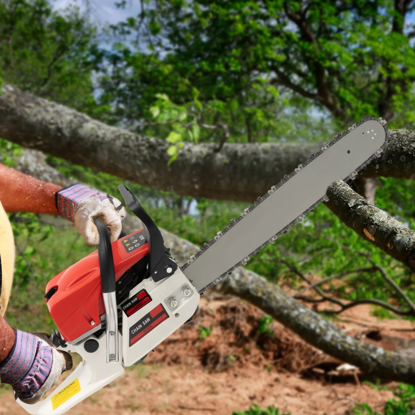 20 Inch Gas Chainsaw 52cc 2000W 7500rpm Air Cooled 2 Stroke