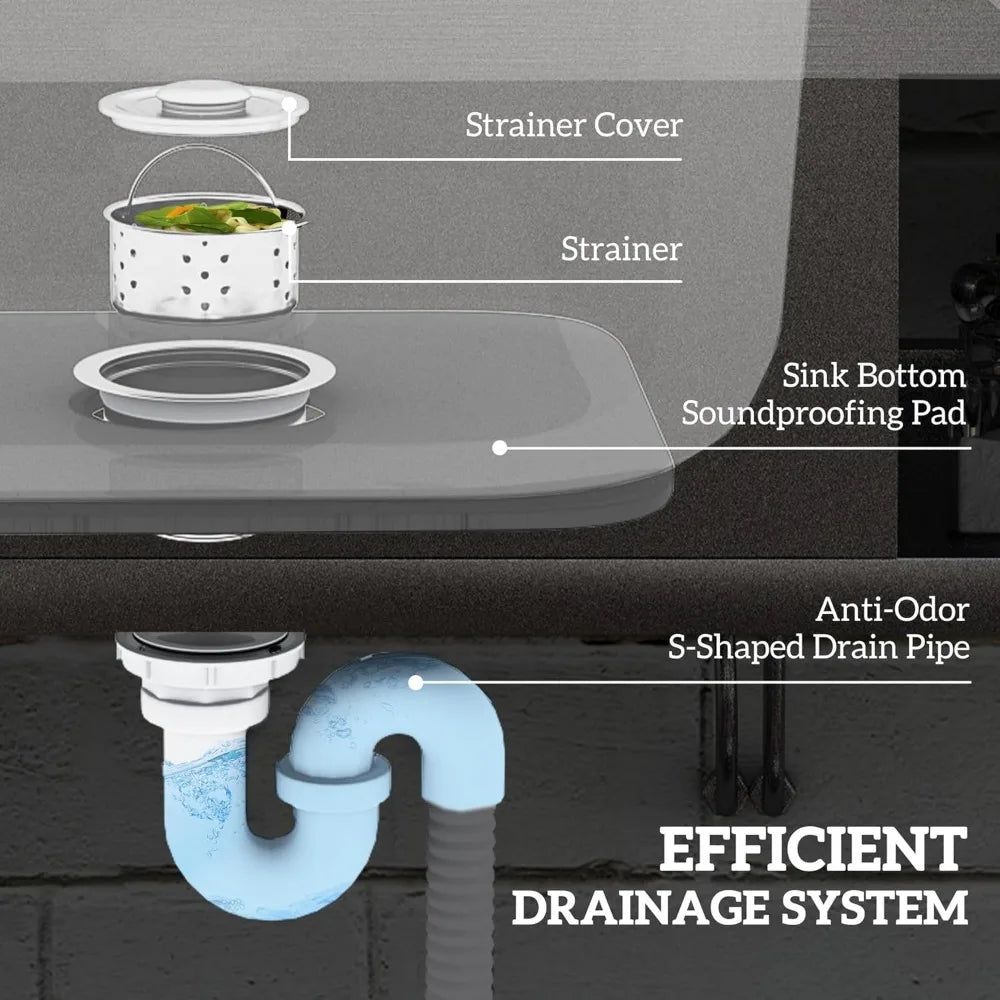 Outdoor Utility Sink, Deep Stainless Steel Sink, Free Standing Single Bowl with Cold and Hot Water Pipe and Storage Shelf for L