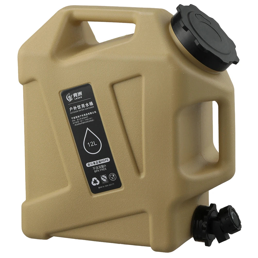 12L Camping Water Container Large Capacity No Leakage BPA Free Camping Water Tank for Camping Hiking
