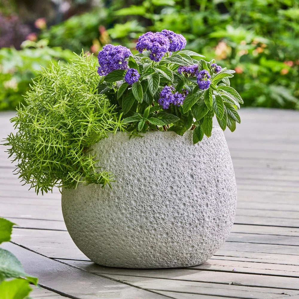 Durable 13 Inch Resin Moon Planter Weatherproof Outdoor Decor with Drainage Holes Unique Round Garden Planter Magical Design
