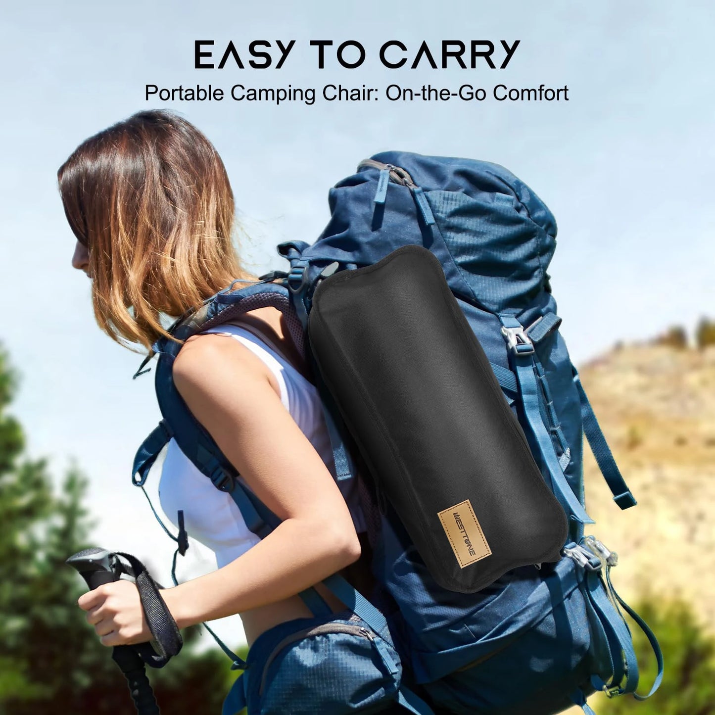 WESTTUNE Outdoor Folding Chairs with Headrest and Storage Bag Lightweight Chair for Outside Camping Hiking Travel Beach Sports