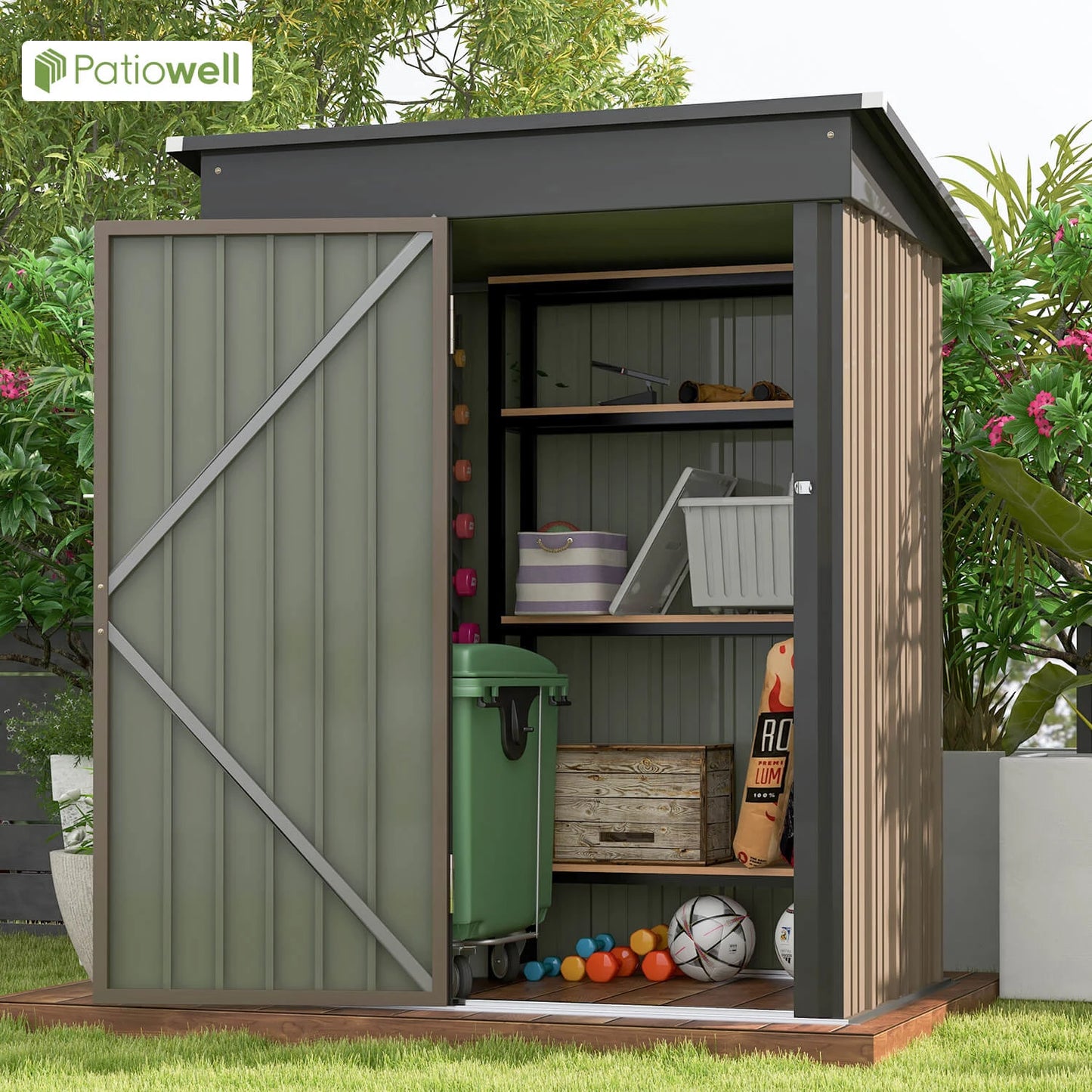 Patiowell 5x3 Ft Outdoor Storage Shed With Lockable Door