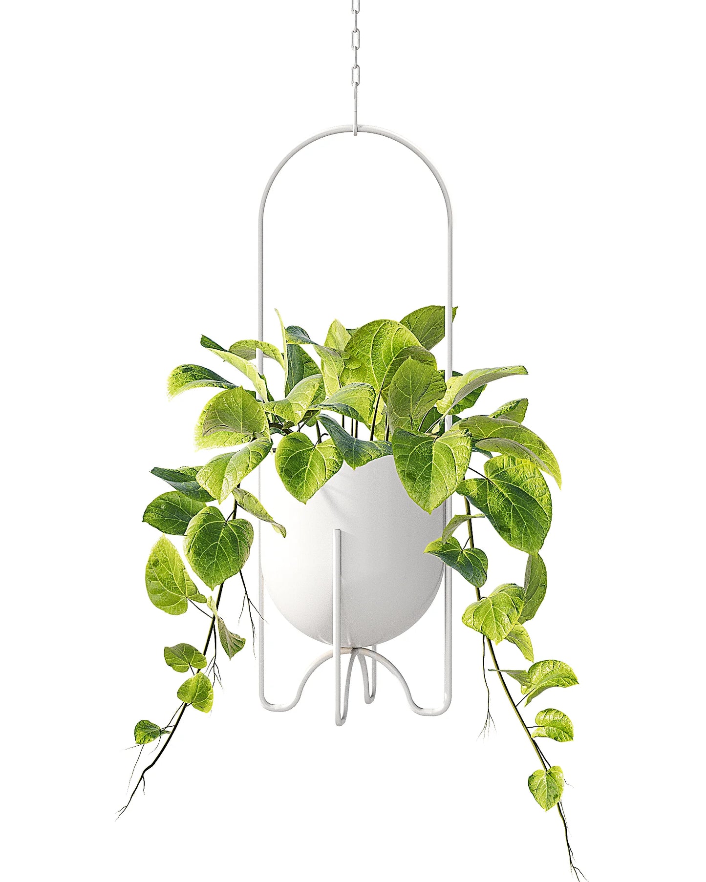 Bamworld Cream Hanging Planter Indoor Outdoor Metal Plant Hanger 5 Inch Tabletop Flower Pot No Chains Hooks for Home Decor