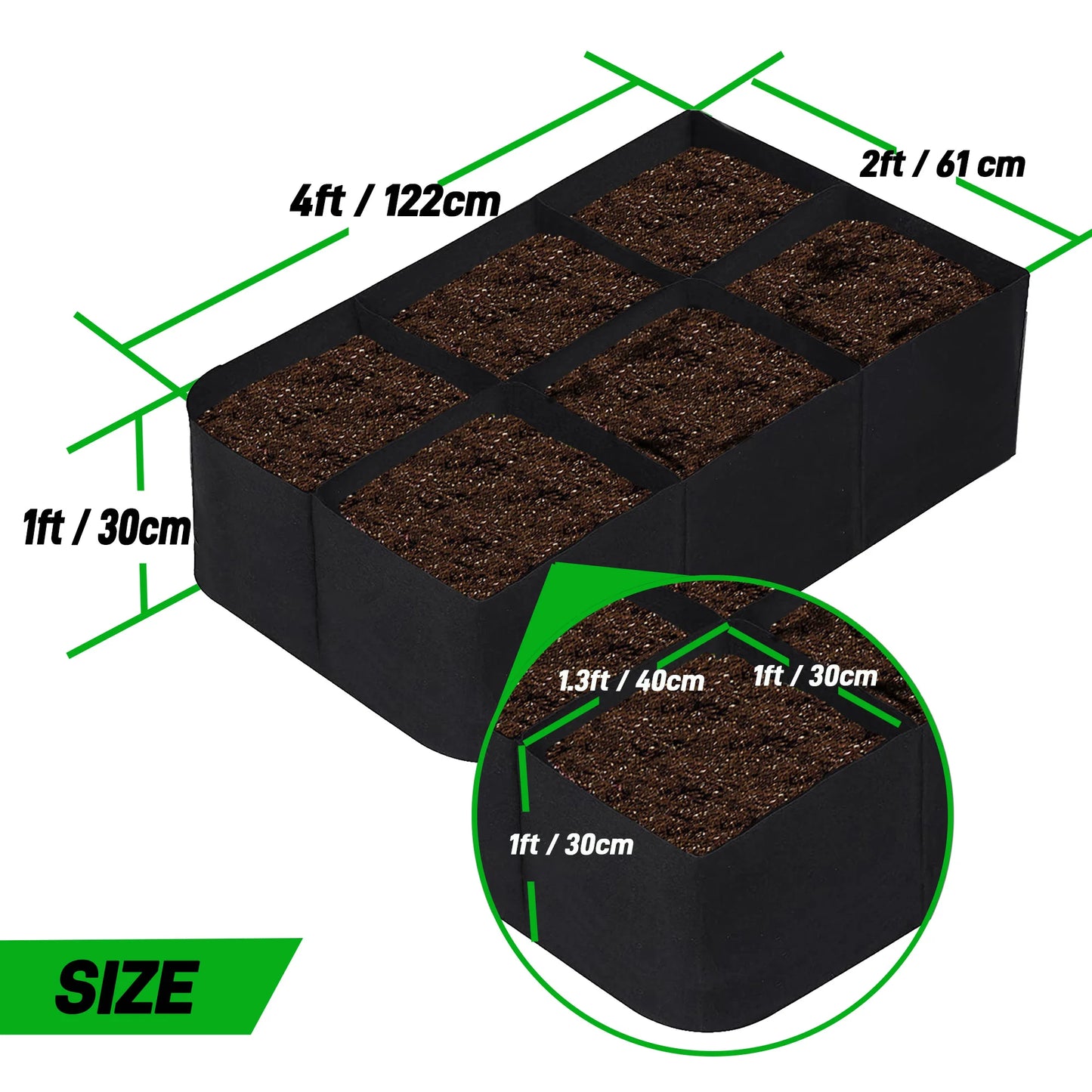Fabric Raised Garden Bed 4x2x1ft Garden Grow Bed Bags for Growing Herbs, Flowers and Vegetables 55 Gallon