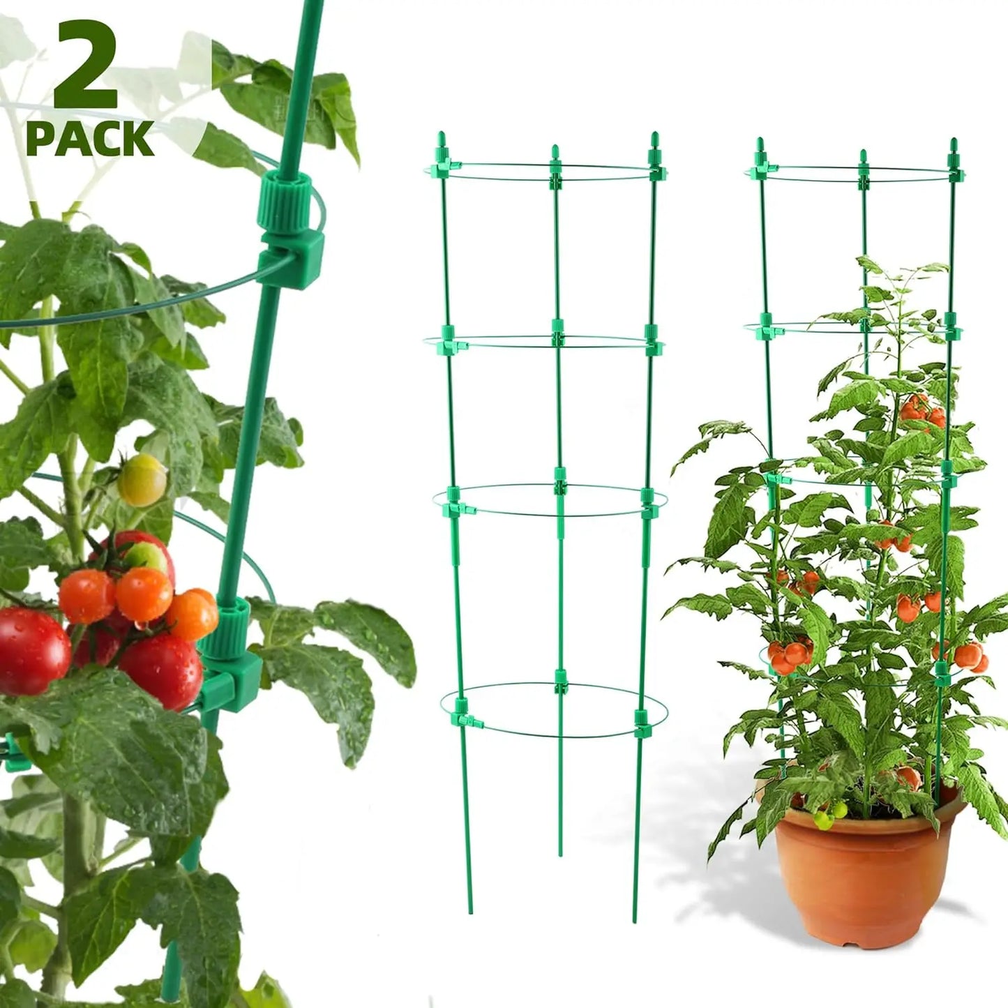 4 Pack Adjustable Tomato Cages, 36 Inch Plant Support Garden Trellis for Tomatoes, Cucumbers, Vegetables, Flowers, Roses