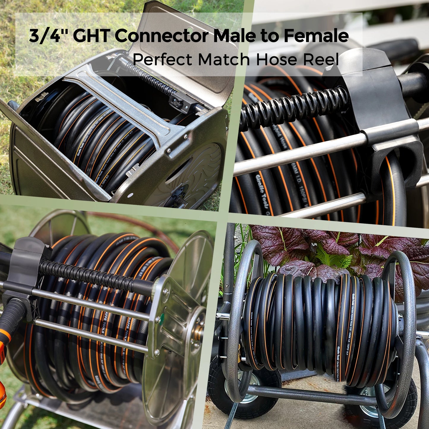 Giraffe Tools Hybrid Garden Hose 25-100ft x 5/8", Female and male Fittings with Shut off Valve, Heavy Duty, Flexible,Leakproof