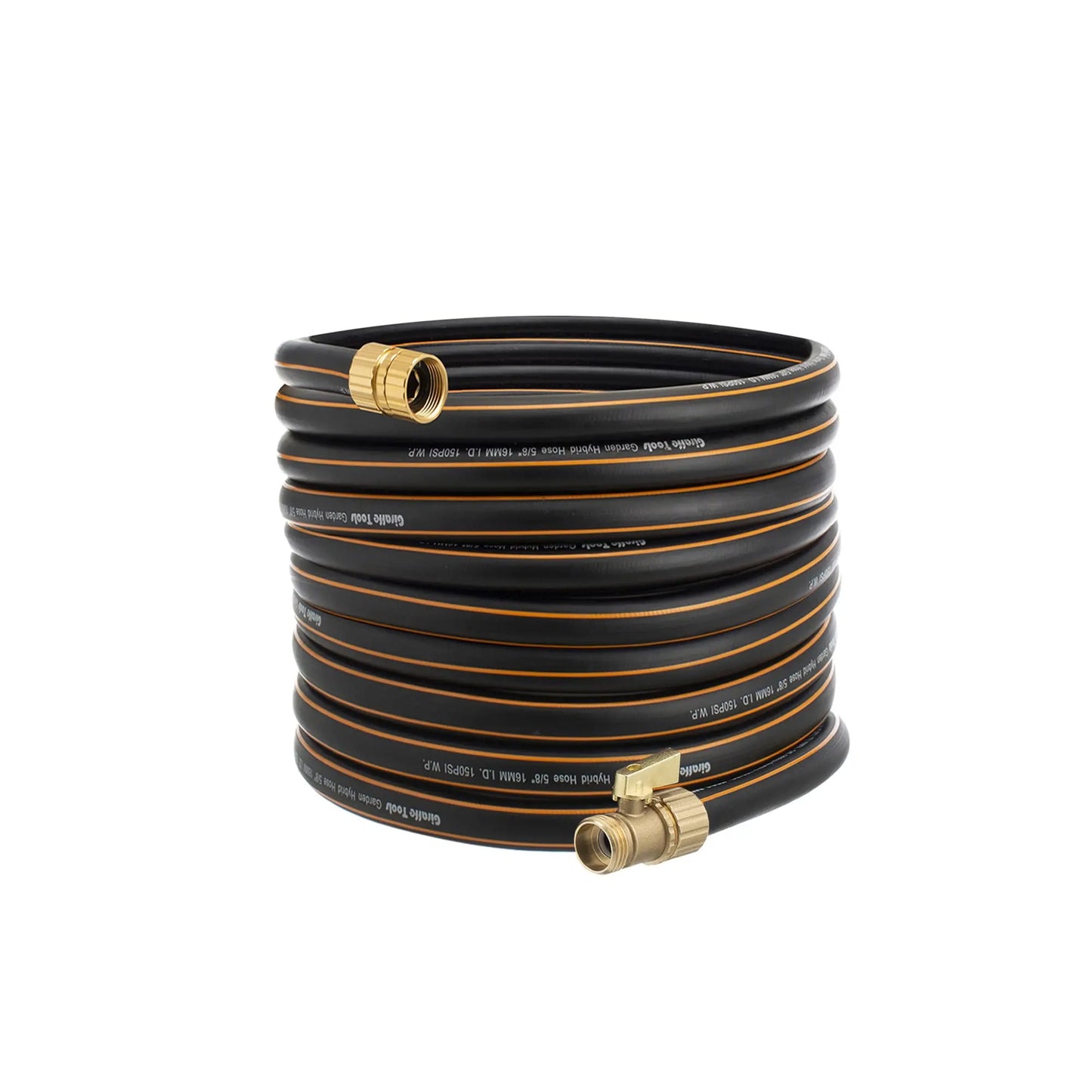 Giraffe Tools Hybrid Garden Hose 25-100ft x 5/8", Female and male Fittings with Shut off Valve, Heavy Duty, Flexible,Leakproof