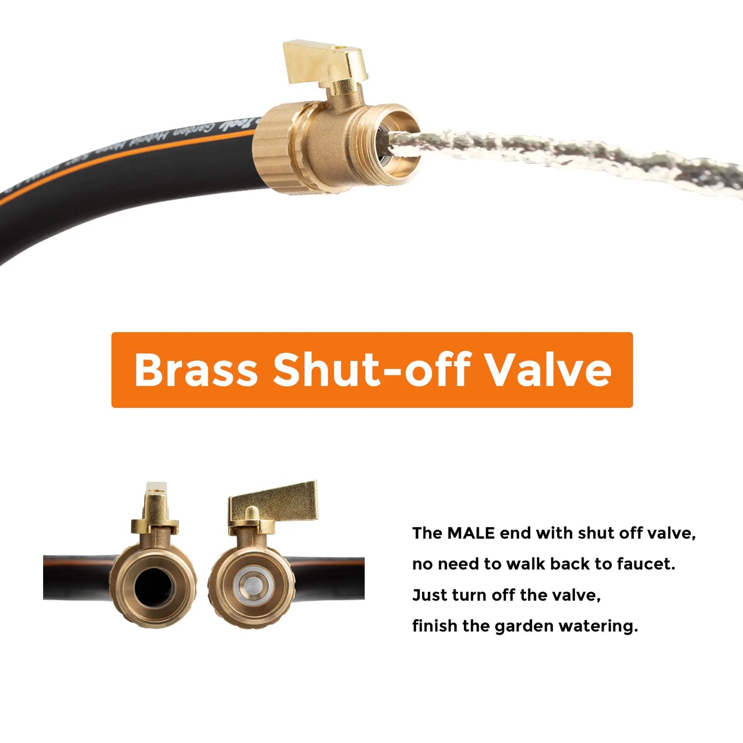 Giraffe Tools Hybrid Garden Hose 25-100ft x 5/8", Female and male Fittings with Shut off Valve, Heavy Duty, Flexible,Leakproof