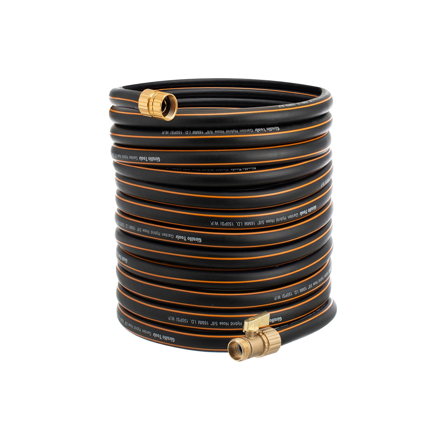 Giraffe Tools Hybrid Garden Hose 25-100ft x 5/8", Female and male Fittings with Shut off Valve, Heavy Duty, Flexible,Leakproof