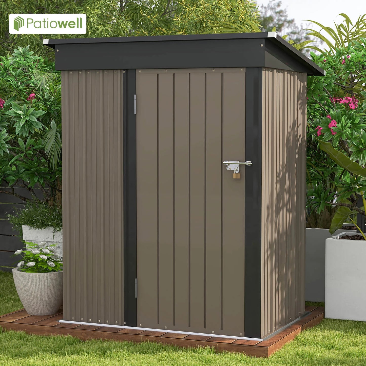Patiowell 5x3 Ft Outdoor Storage Shed With Lockable Door