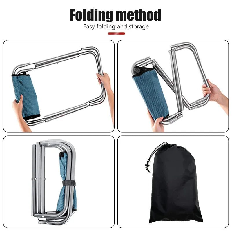 1PC Outdoor Aluminium Alloy Portable Folding Picnic Camping Stool Mini Storage Fishing Chair Ultralight Furniture