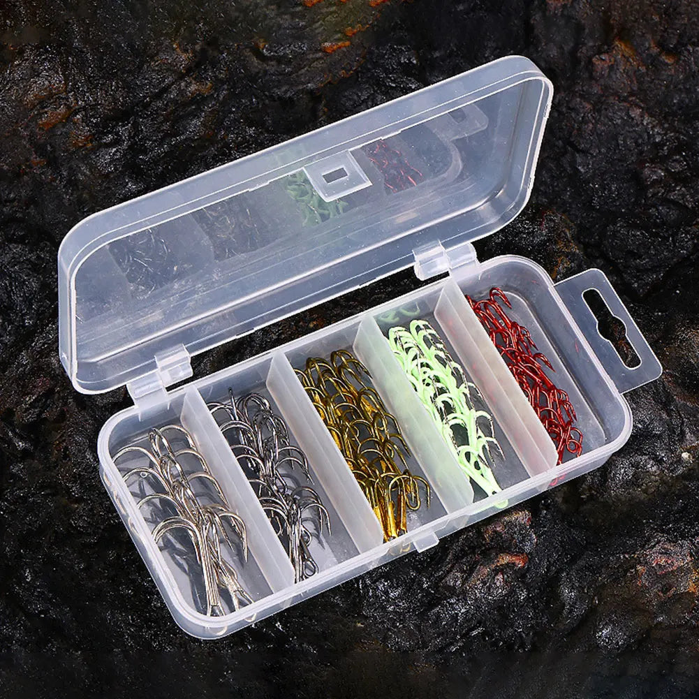 High Carbon Steel Treble Hook 5 Colors Luminous Treble Hook Barbed Sharp Triple Hook for Saltwater Freshwater Fishing