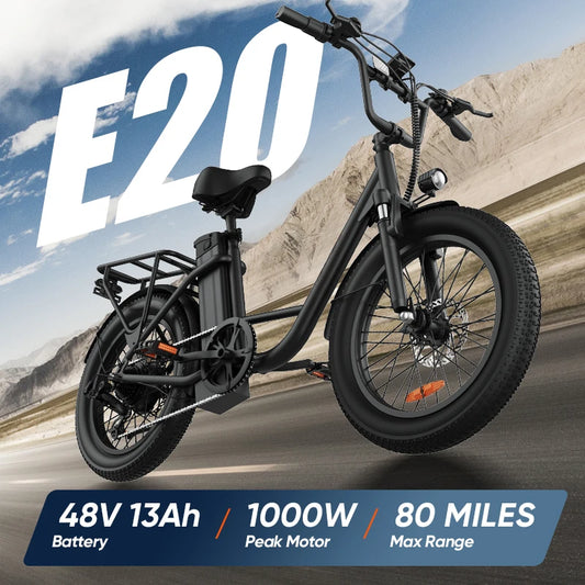 1000W E20 Electric Bike 48V 13Ah Battery Fat Tire 7 Speed
