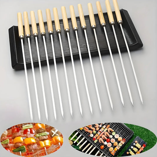 50-Pack Stainless Steel BBQ Skewers | Reusable & Rust-Proof Grilling Sticks | for Camping Backyard Parties Outdoor Cooking
