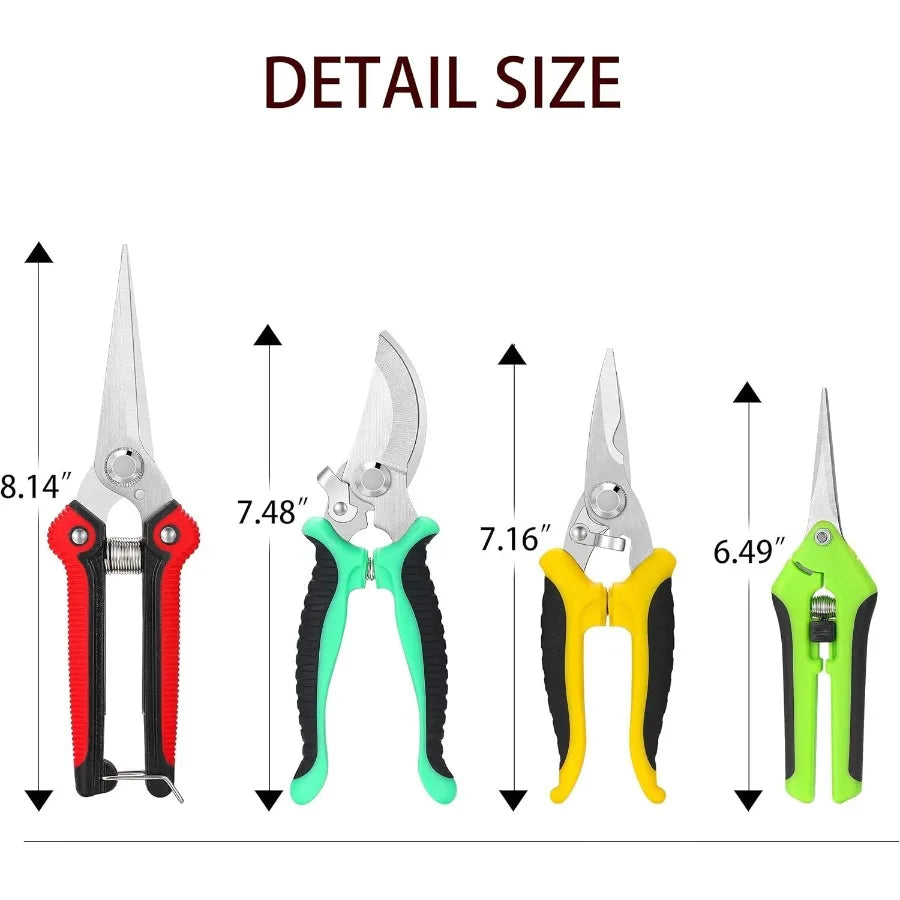 5Piece Garden Pruning Shears Set with Gloves and Storage Bag Stainless Steel Trimming Scissors for Flowers Herbs and Small Bran