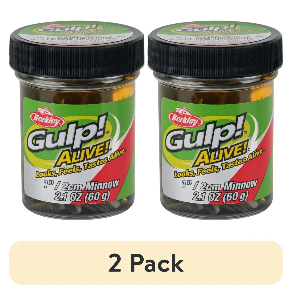 2 Pack Gulp Alive Minnow Lifelike Bait Enhanced Scent Durable Convenient Fishing Attractant Rechargeable Solution Freshwater