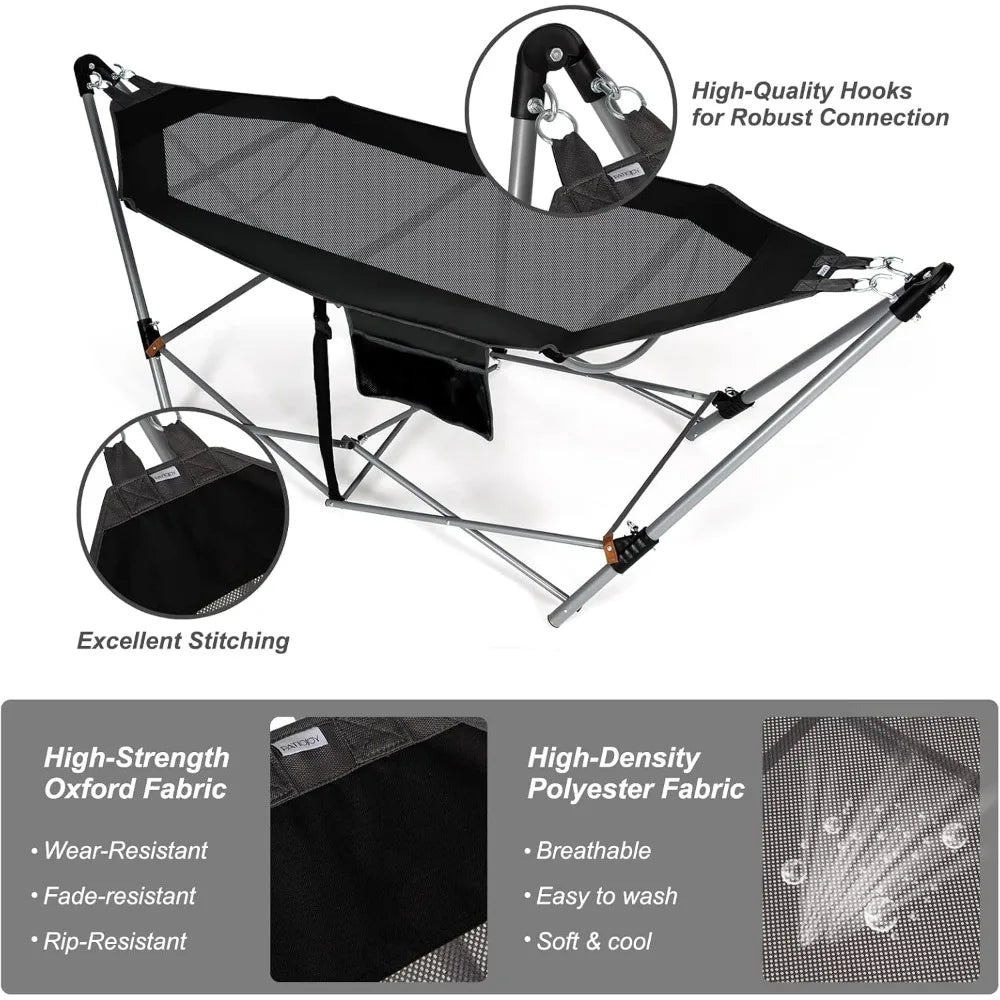 Portable Folding Hammock With Stand Indoor Outdoor Use
