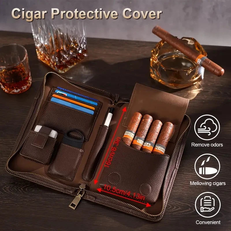 Cigar Storage Bag, Portable Travel Organizer for Cigars and Accessories, Compact Design with Multiple Compartments, Durable and