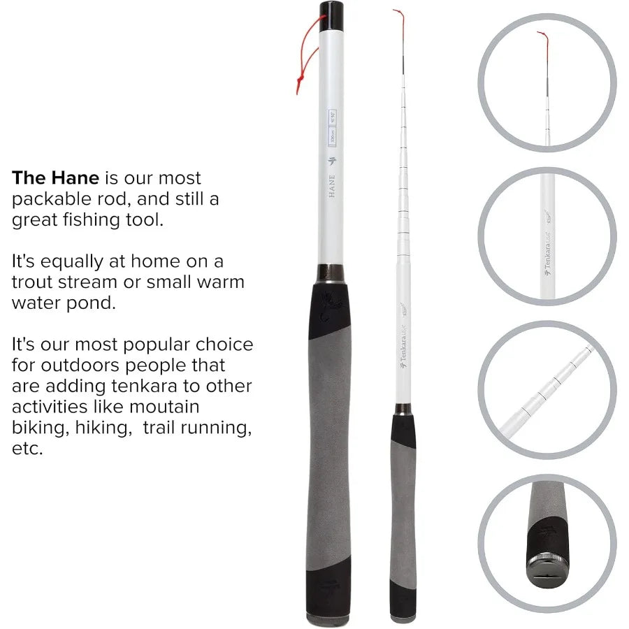 Fly Fishing HANE Rod with Case Super Compact AllAround for Small Medium Fish UltraPortable Carbon Fiber Lightweight 10ft10in 33