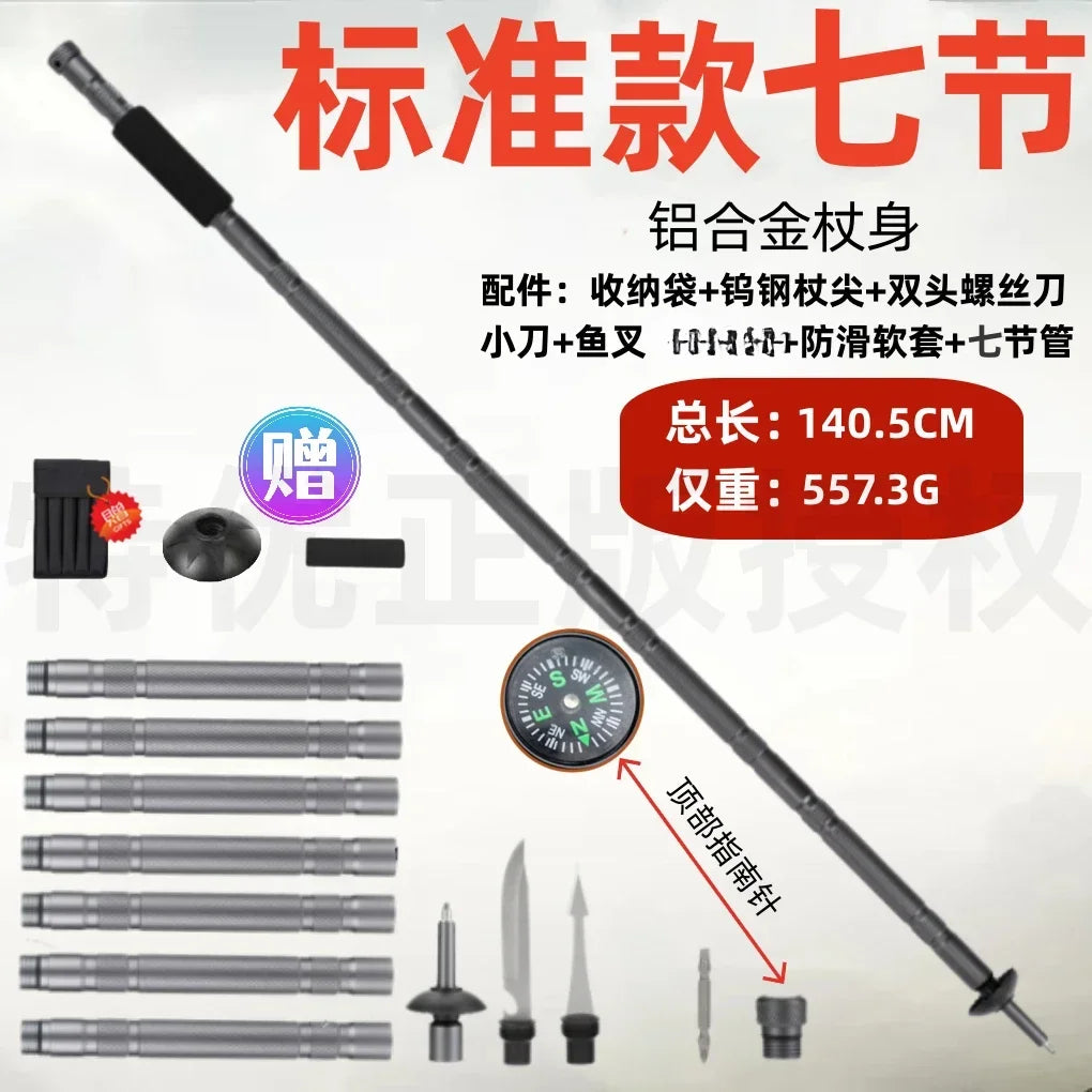 Folding Multifunctional Hiking Poles Outdoor Hiking Camping Ultralight Tactical Set Telescopic Hiking Poles