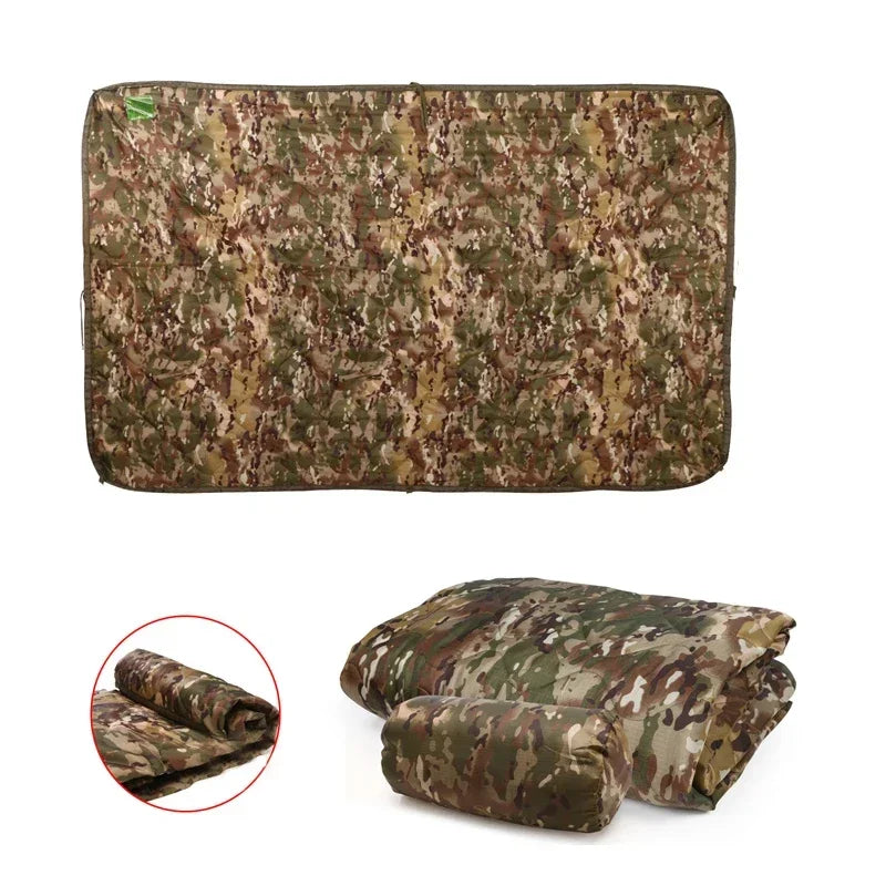 Tactical Army Poncho Liner Camouflage Water Repellent Woobie Quilted Blanket Suitable for Shooting, Hunting