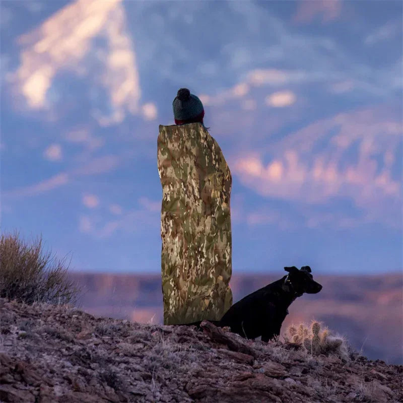 Tactical Army Poncho Liner Camouflage Water Repellent Woobie Quilted Blanket Suitable for Shooting, Hunting