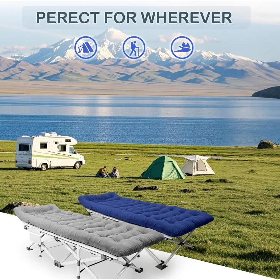 Camping Cot with Comfortable Mattress 1 Pack Folding Camping Cots Cots for Sleeping Camping Bed Heavy Duty Folding Cot with Car
