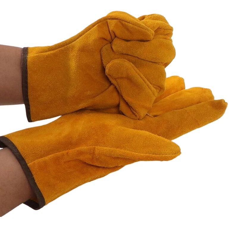 1 Pair Soft Cowhide Driver Hunting Driving Farm Garden Welding Security Protection Safety Mechanic Glove Men Work Gloves