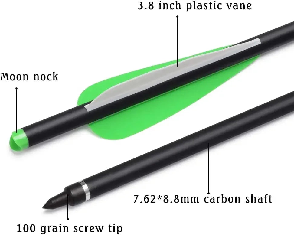 Elong Crossbow Bolts 20 Inch Carbon with Hunting Broadheads 6 Pack, Crossbow Arrows for Hunting Outdoor Target Practice