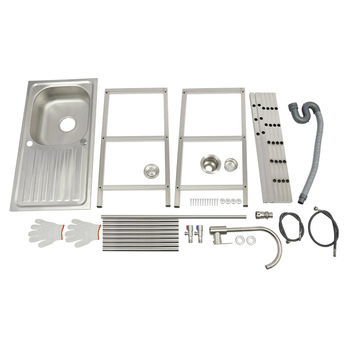 Freestanding Stainless Steel Kitchen Sink with Faucet Outdoor Kitchen Utility Sink Durable And Modern Design for Home Use