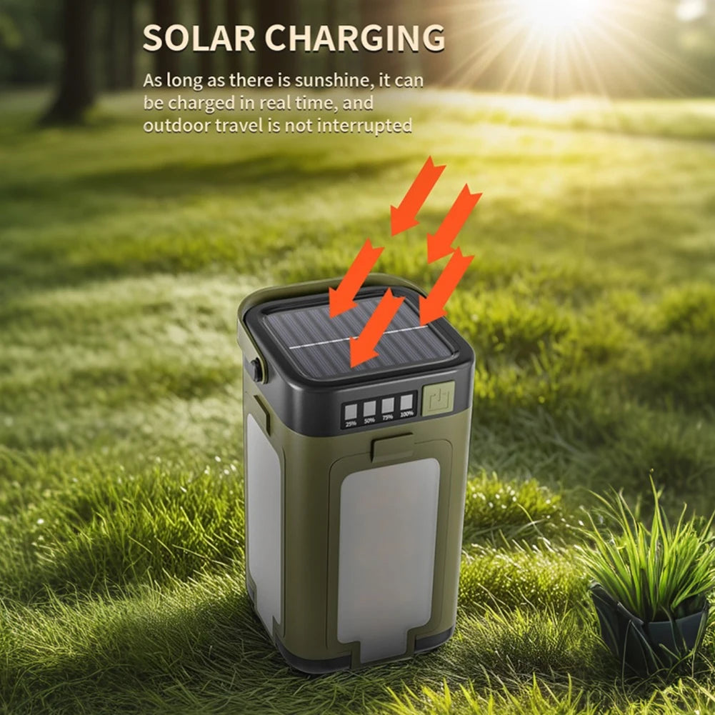 Foldable Camping Light Rechargeable Lantern Power Bank Solar Camping Lantern Portable Flashlight LED Tent Light