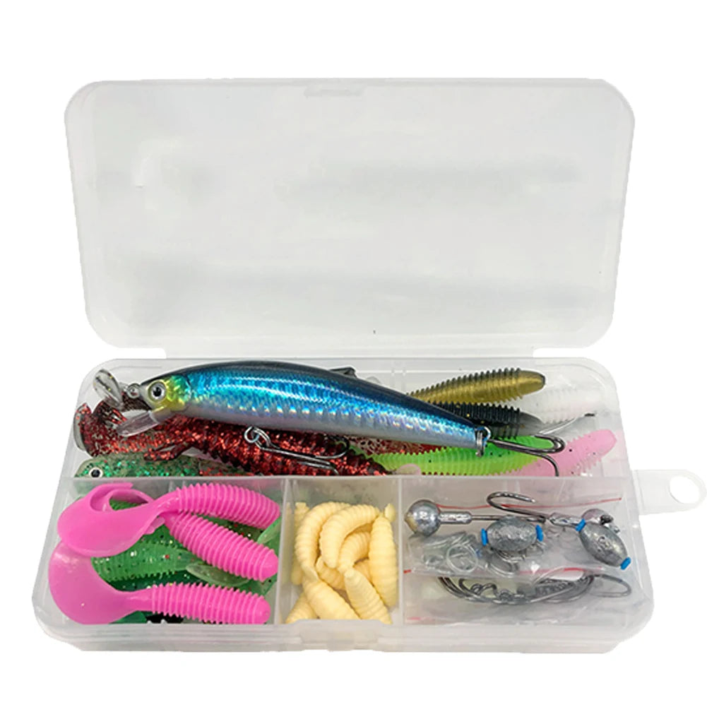 83pcs Fishing Lures Kit Soft and Hard Bait Hooks Sinker Weights Swivels Fishing Gifts for Men