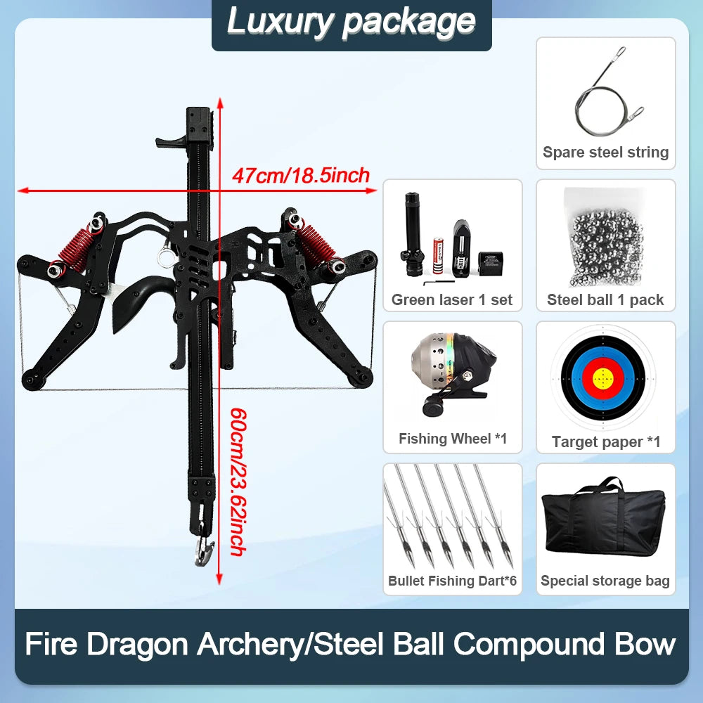 Full Metal New Continuous Fire DragonCompound Bow Steel Ball Shooting Archery Shooting Dual-purpose Bow Qutdoor High-precision