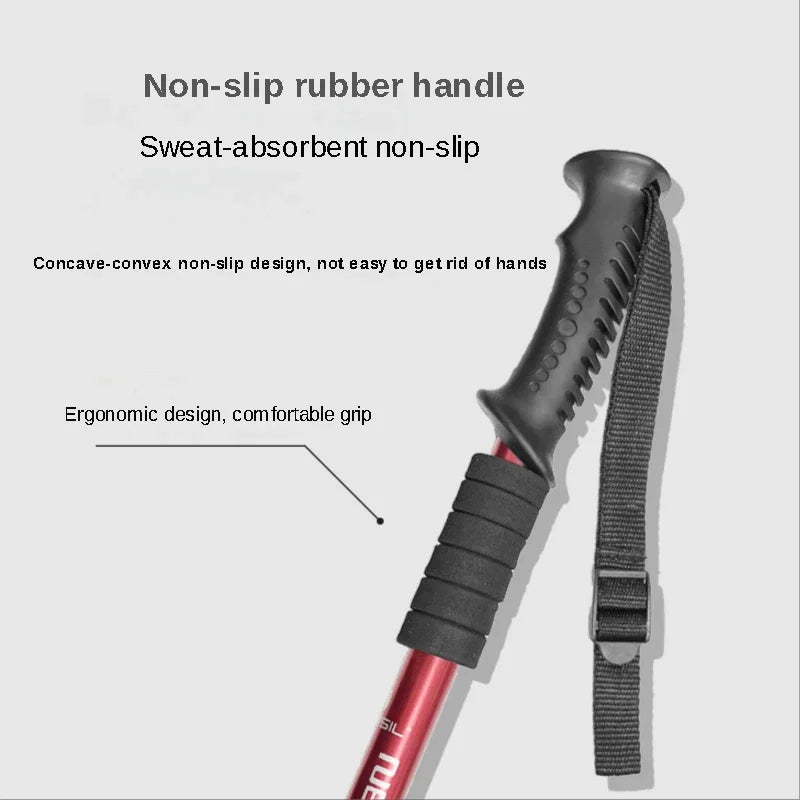 2PCS Adjustable Ultralight Trekking Poles Aluminium Alloy Walking Stick Trail Running Hiking Alpenstock Folding 135cm Tourism