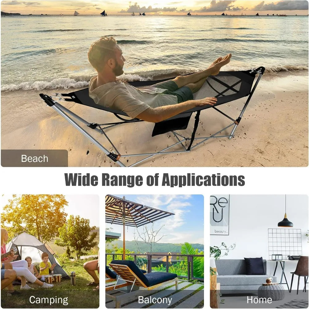 Portable Folding Hammock With Stand Indoor Outdoor Use