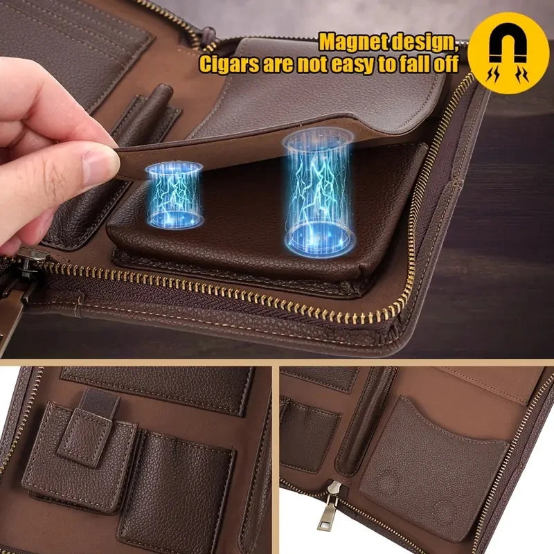 Cigar Storage Bag, Portable Travel Organizer for Cigars and Accessories, Compact Design with Multiple Compartments, Durable and