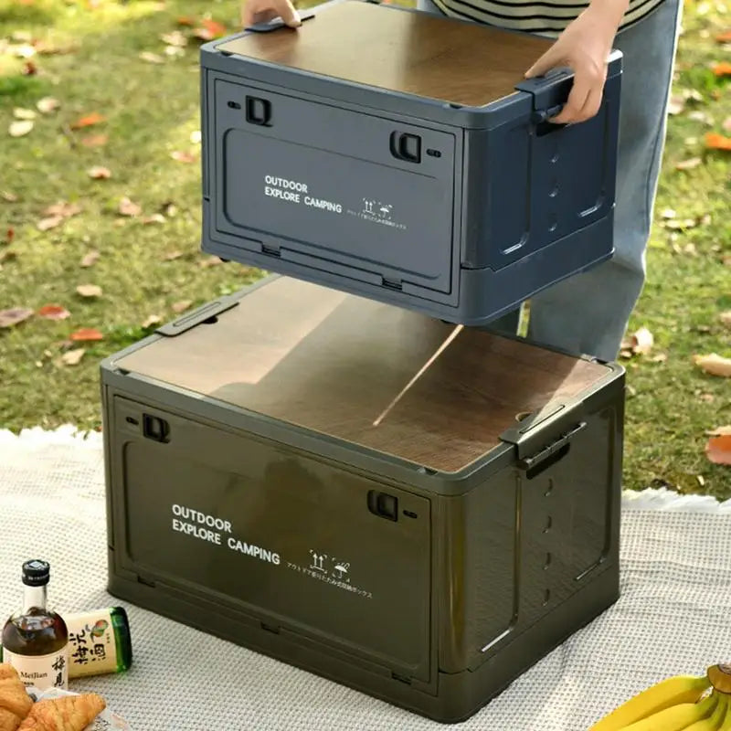 Outdoor Camping Folding Storage Box Tourist Table Car Storage Box Travel Storage Bin With Lids And Handles Camping Equipment