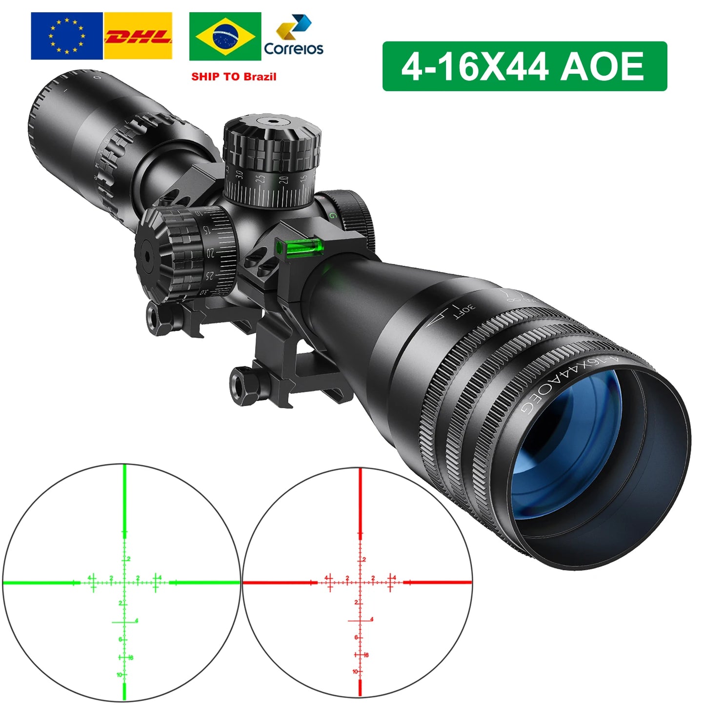 Baigish 4x16x44 AOE Riflescope Red Green Illuminated Sight