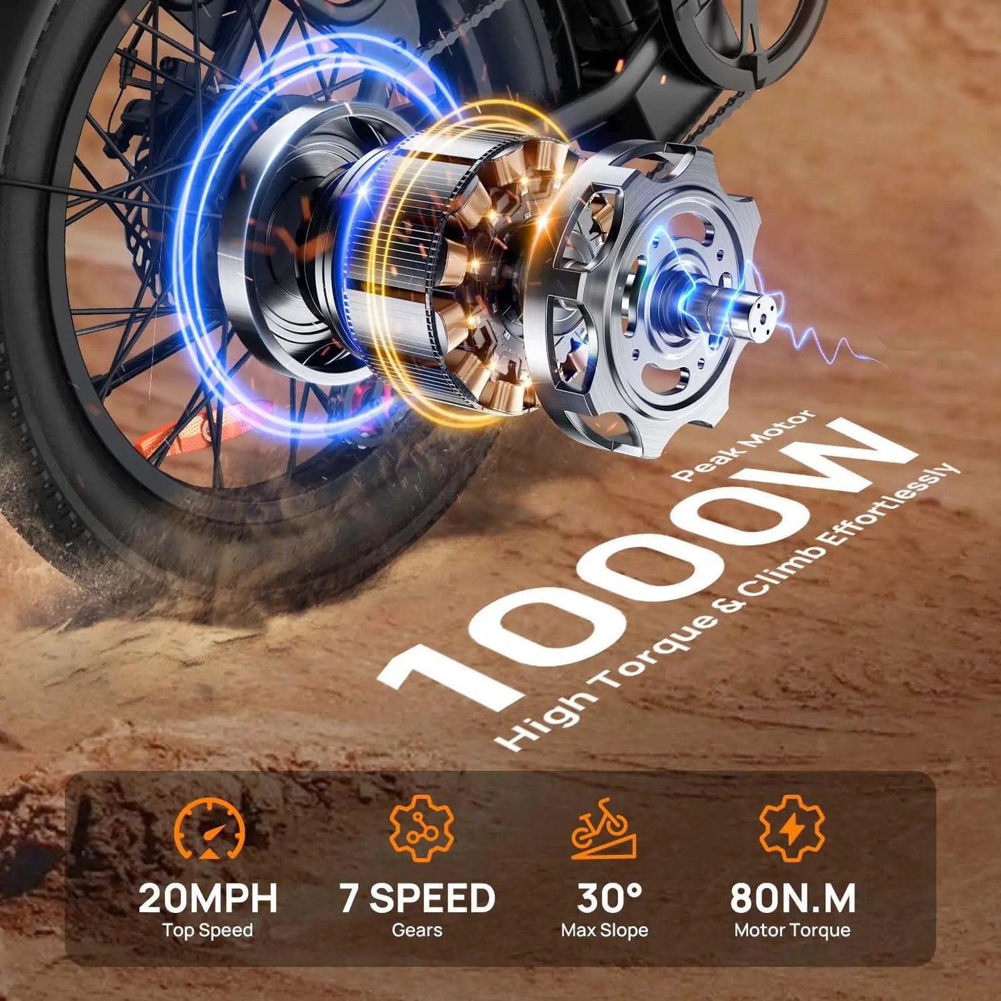 1000W E20 Electric Bike 48V 13Ah Battery Fat Tire 7 Speed