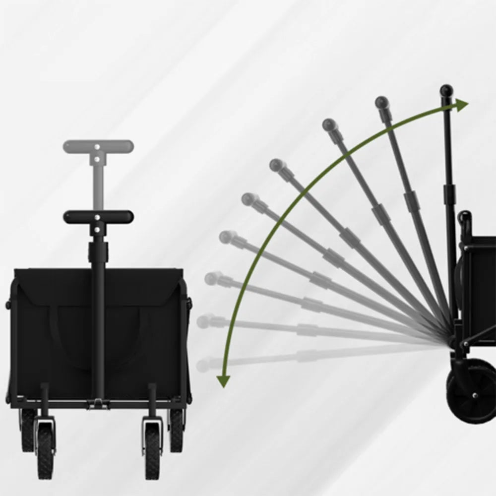 Black Small Handcart Outdoor Hiking Folding Cart Collapsible Utility Shopping Cart Wagon Portable Trolley Cart