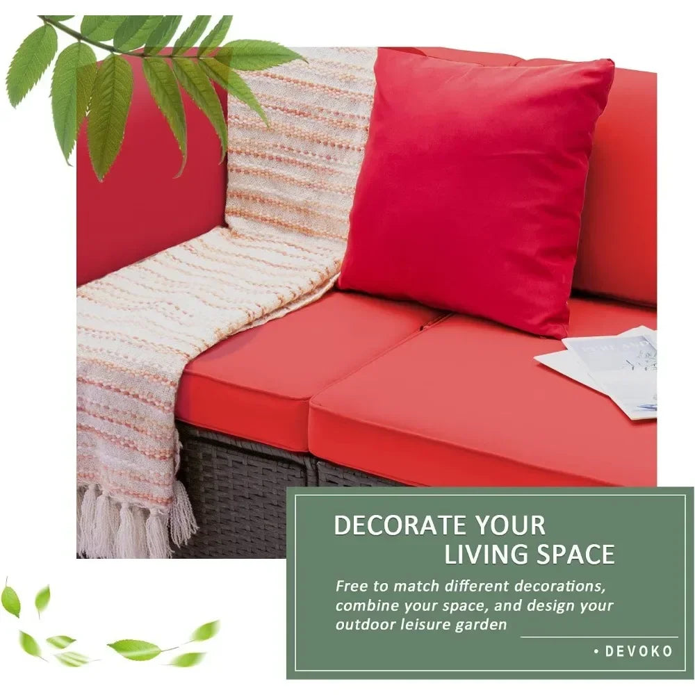 2 Pieces Patio Furniture Sofa Sets Outdoor All-Weather Sectional Corner Sofa and Armless Sofa