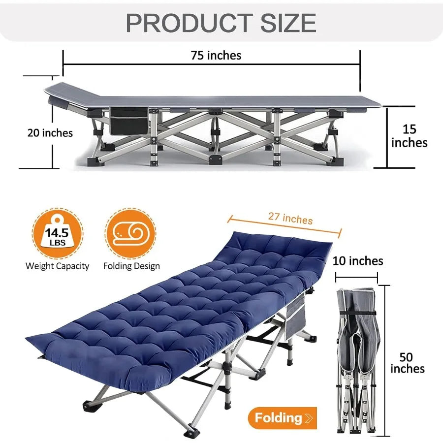 Camping Cot with Comfortable Mattress 1 Pack Folding Camping Cots Cots for Sleeping Camping Bed Heavy Duty Folding Cot with Car
