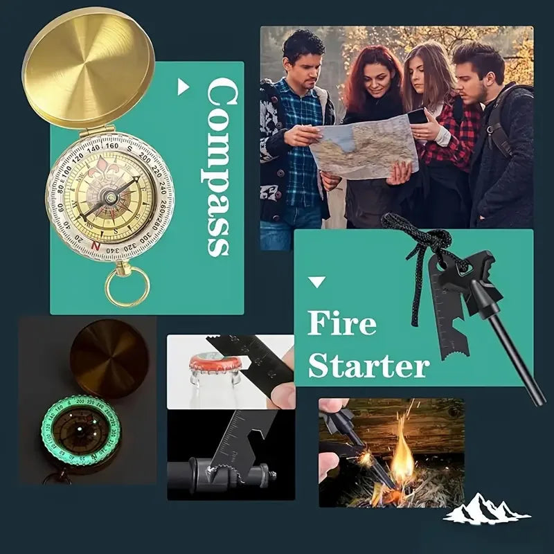 18in1 Outdoor Survival Kit Emergency Tools First Aid