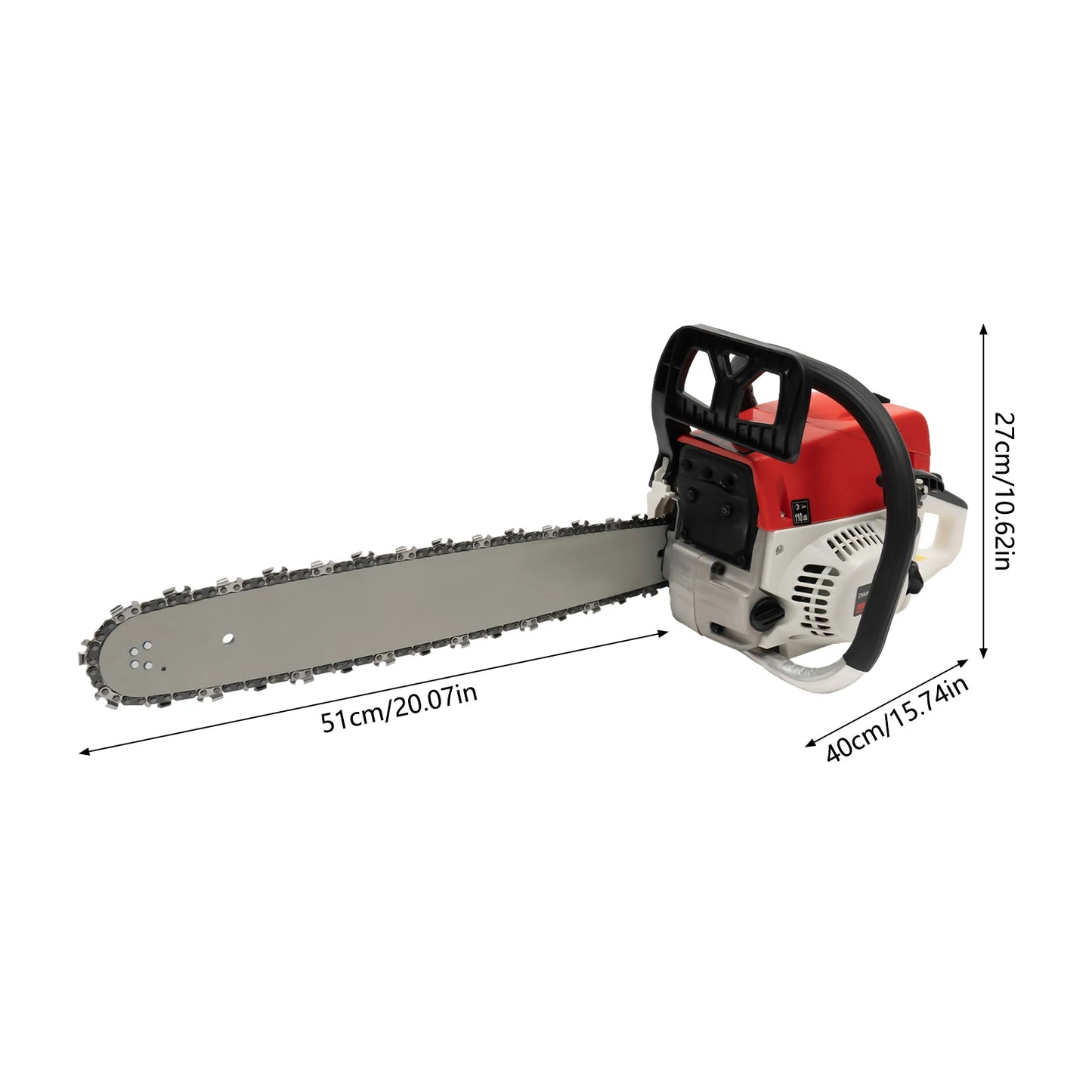 20 Inch Gas Chainsaw 52cc 2000W 7500rpm Air Cooled 2 Stroke