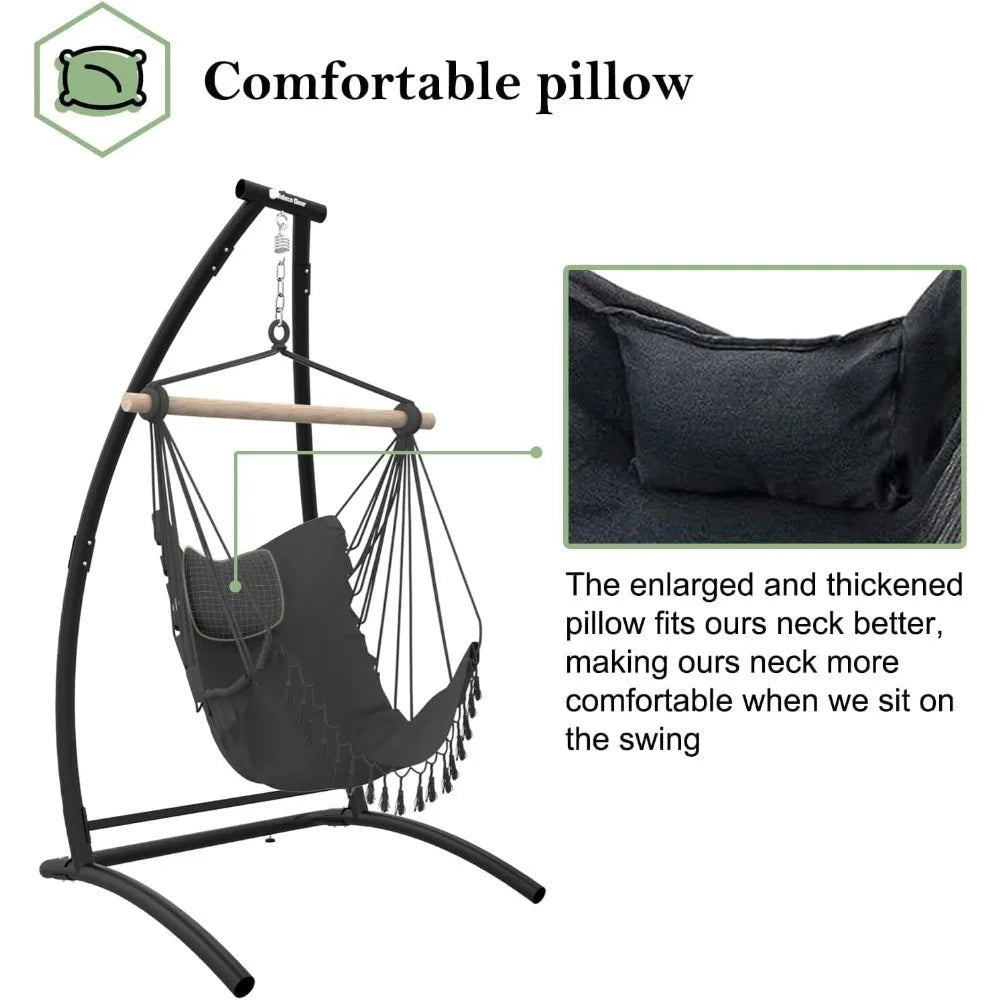 C Type Hammock Chair With Stand For Balcony Patio 300 Lb