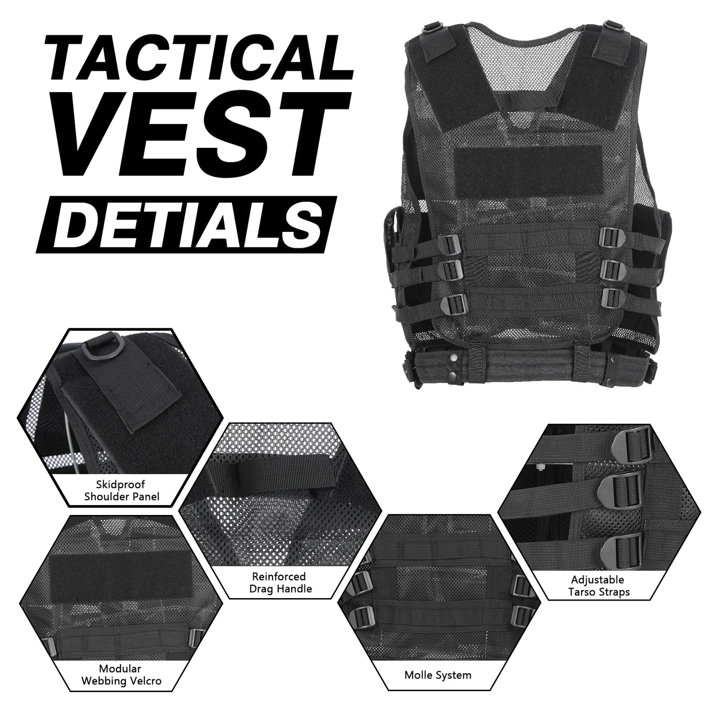 Tomshoo Tactical Vest Multi Pocket Breathable Combat Vest